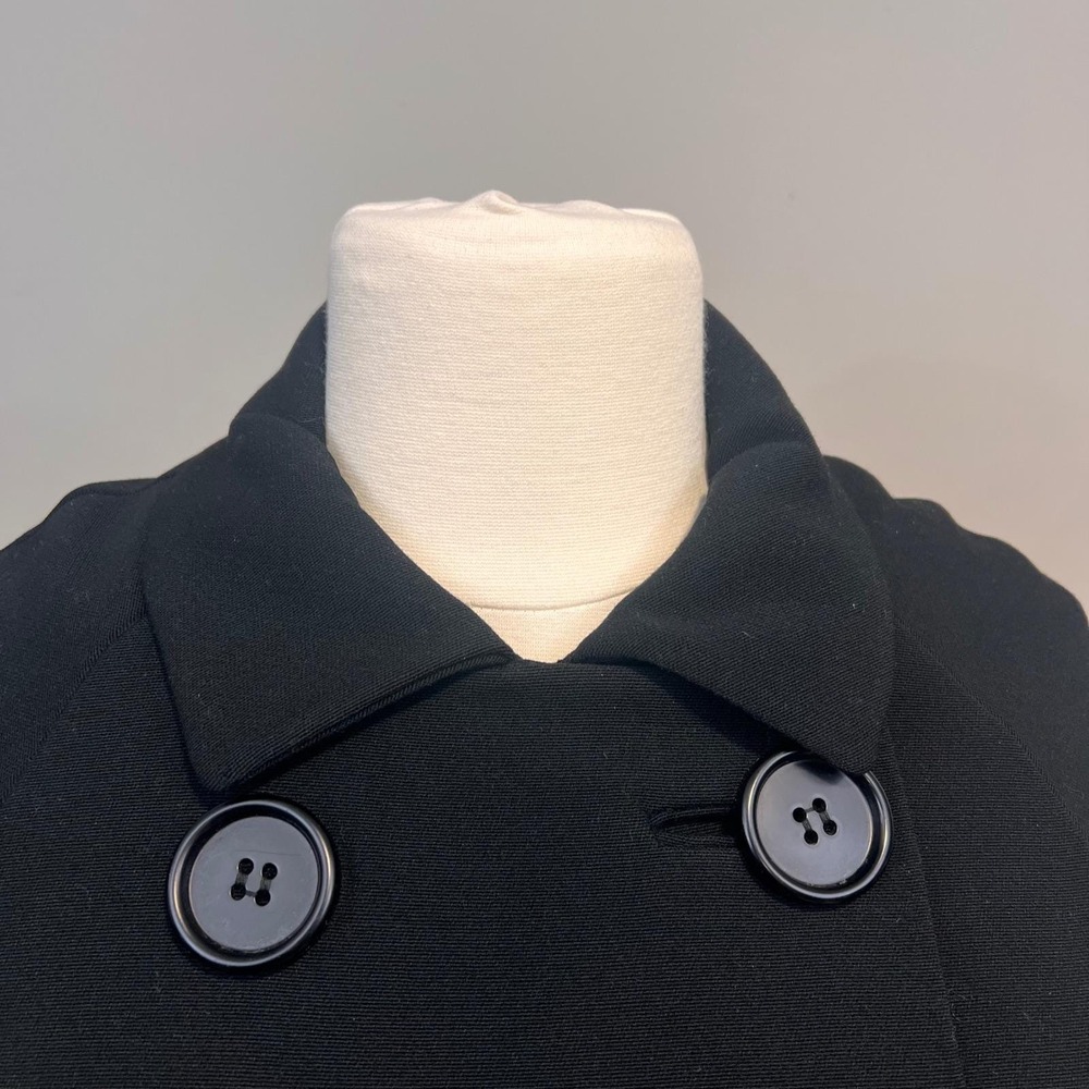 VTG 60s Union Made Black Double Breasted Crepe Wool Cocoon Coat Bracelet Sleeves - Picture 6 of 16